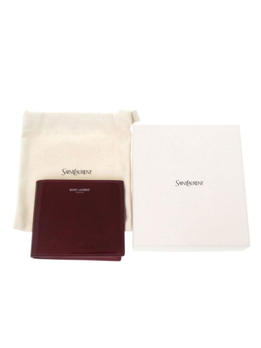 Saint Laurent Paris East West Wallet Patent Leather Bordeaux Red Bifold - Picture 2 of 8
